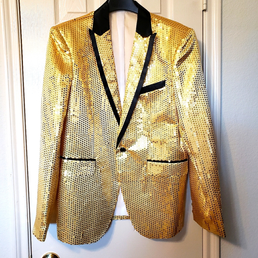 Lang Ku Gold Sequined Jacket NWOT